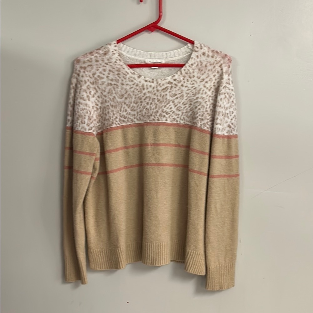 Leopard Print Beige Sweater